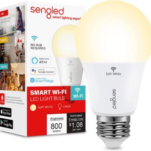 Sengled Alexa Light Bulb, WiFi Light Bulbs No Hub Required, Smart Bulbs that Work with Alexa, Google Home, Dimmable Smart LED Bulb, A19 Soft White (2700K), 800LM 60W Equivalent, 1 Pack