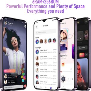 Unlocked Android Phone A14 pro max Smartphone 6GB+256GB Cell Phone 24MP+50MP Camera Pixels 5000mAh Battery for Extended Standby 6.8-inch HD Screen Mobile Phone 5G Dual SIM (Purple)