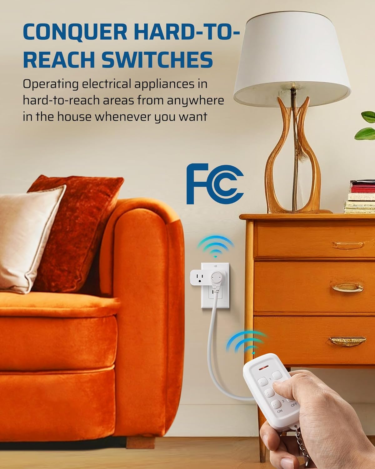 DEWENWILS Wireless Remote Control Outlet, 2 Independent Control Sockets Electrical Remote Light Switch, No Interference Remote Outlet Switch, No Wiring, 15A/1875W, 100 FT Range, FCC Listed… - Image 4