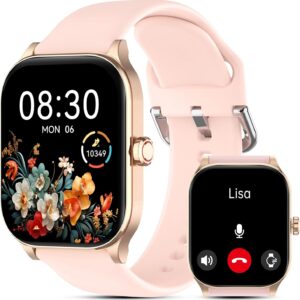 Smart Watch for Women(Answer/Make Call), Smartwatches with Heart Rate,SpO2,Sleep Monitor, IP68 Waterproof Fitness Tracker, 100+ Sports Fitness Watch, Compatible with iPhone and Android (Pink, 2.01″)
