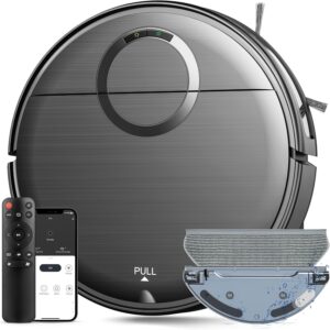 Robot Vacuum and Mop Combo, 2 in 1 Mopping Robot Vacuum Cleaner with 2000Pa Max Suction, Wi-Fi/App/Remote, Schedule, Self-Charging Slim Robotic Vacuum, Ideal for Pet Hair, Low-Pile Carpet, Hard Floor