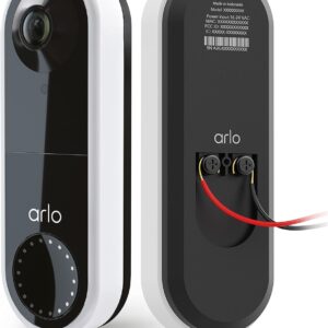 Arlo Essential Wired Video Doorbell – HD Video, 180° View, Night Vision, 2 Way Audio, DIY Installation (wiring required), Security Camera, Doorbell Camera, Home Security Cameras, White – AVD1001