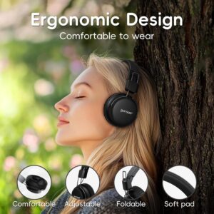 gorsun Bluetooth Headphones,On Ear Headphones with HD Mic,40MM Speaker,Adjustable Foldable, Wireless Headphones 3.5mm Jack Compatible Cellphones Computer MP3/4 Tablet