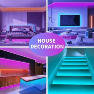 KSIPZE 100ft Led Strip Lights RGB Music Sync Color Changing,Bluetooth Led Lights with Smart App Control Remote,Led Lights for Bedroom Room Lighting Flexible Home Décor