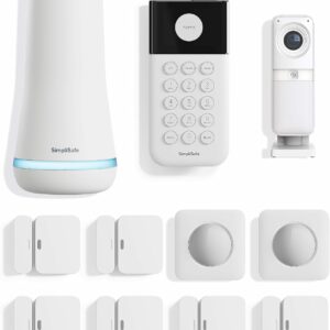 SimpliSafe 11 Piece Wireless Home Security System Gen 3 with Wireless Indoor HD Camera – Optional 24/7 Professional Monitoring – No Contract – Compatible with Alexa and Google Assistant,White