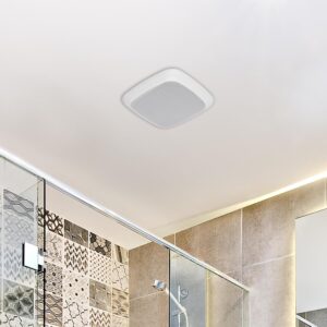Homewerks 70 CFM Bathroom Exhaust Fan with Bluetooth Speakers, White, Quiet Operation, Easy-Fit Installation, Compatible with Smartphones and Tablets