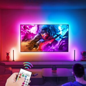 TV Backlights, 13.1FT LED Lights for 32-65 Inch TV, RGB TV LED Lights Behind, Music Sync Bluetooth APP and Remote Control TV LED Strip Lights USB Powered for Gaming/Bedroom