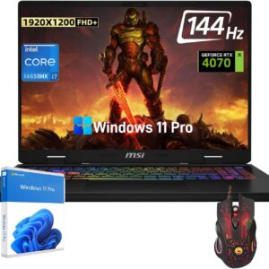 MSI Crosshair Gaming Laptop – 16″ FHD+ IPS Display, with Accessories, NVIDIA GeForce RTX 4070， Intel 16-Core i7-14650HX, 32 GB DDR5 RAM, 1 TB SSD, Backlit Keyboard, WiFi 6, Windows 11 Pro