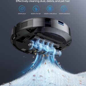 Robot Vacuum and Mop Combo, 5000Pa Robot Vacuum Cleaner with LIDAR Navigation, 3 in 1 Robot Vacuum Mop with Auto Carpet Boost, Self Charging, App/Voice Control, Ideal for Pet Hair,5 Maps