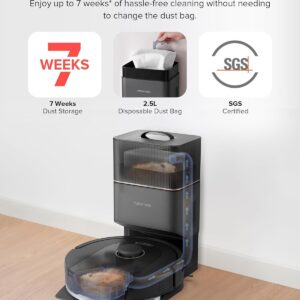 roborock Q5 Pro+ Robot Vacuum and Mop, Self-Emptying, 5500 Pa Max Suction, DuoRoller Brush, Hands-Free Cleaning for up to 7 Weeks, Precise Navigation, Perfect for Hard Floors, Carpets, and Pet Hair