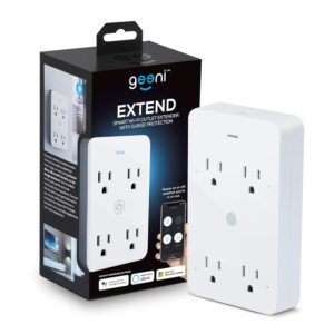 Geeni Smart Wi-Fi 4 Outlet Plug with Surge Protection – Compatible with Alexa & Google Home, White: 1-Pack