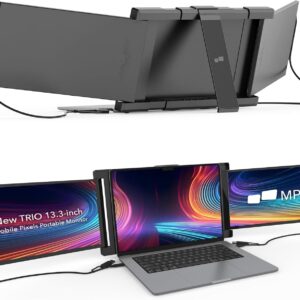 Mobile Pixels New Trio Portable Monitor, 13.3 ” 1080P FHD, Triple Monitor for Laptop, Plug and Play, Built-in Kickstand, Optional Magnets, Support Wins/Mac/Android/Switch, Work with 13-14.5” Laptops