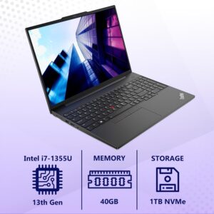 Lenovo ThinkPad E16, WUXGA 16″ IPS, Intel 10 Core i7-1355U, 40GB RAM, 1TB NVMe, Fingerprint, Backlit KB, WiFi 6, Bluetooth, RJ-45, W11P, Business Laptop