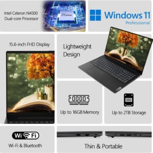 Lenovo New 15.6″ Laptop, Intel Dual-core Processor, 16GB Memory, 1TB PCIe SSD, 15.6″ FHD (1920 x 1080) Display, Ethernet Port, HDMI, USB-C, WiFi & Bluetooth, Webcam, Windows 11 Pro