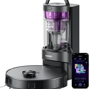 Eureka E20 Plus Robot Vacuum with Bagless Self Emptying Station, Robotic Vacuum and Mop Combo, 45-Day Capacity, Upgraded 8000Pa Suction and Anti Hair-Tangling Brush, LiDAR Navigation, App Control