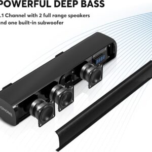 Wohome 2.1ch Small Sound Bars for TV with 6 Levels Voice Enhancement, Built-in Subwoofer, 16 Inches Bluetooth Soundbar Speakers with Optical/AUX/USB Connection, S100 (Pure Black)