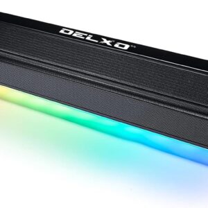Delxo Sound Bar Bluetooth Speaker Wireless with Color Atmosphere Lights,Pro Loud Stereo Extra Bass Bluetooth Speaker,FM Radios Portable TWS Pairing Speaker for Home,Party,Outdoor,Shops,Office,Gifts