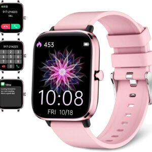 Smartwatch for Women – Call, Fitness Tracker, Heart Rate & Sleep Monitor, 1.69″ Touch Screen, Waterproof – For Android & iPhone, Pink