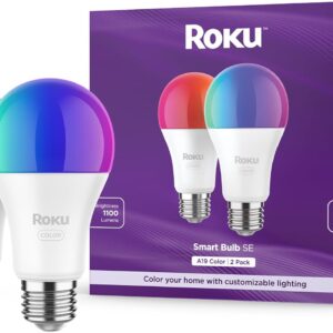 Roku Smart Light Bulbs (Color, 2-Pack) – Dimmable A19 Color Lightbulbs with Adjustable Brightness & Temperature – WiFi Smart Bulbs Works Voice, Alexa & Google Assistant – Smart Home Products