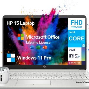 HP 15.6 Laptop Computer, Intel Core i5 Laptop Lifetime Microsoft Office, College Students Business Laptop 15 Inch FHD,32GB RAM 1TB SSD Notebook PC, Windows 11 Pro,10-Key Numeric Keyboard Camera HDMI
