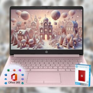 HP 14 Laptop • Back to School Limited Edition with Microsoft 365 • 4-Core Intel CPU • 16GB RAM •1600GB Storage (64GB OnBoard + 512GB P500 Portable SSD + 1TB OneDrive) • Pink • Win 11