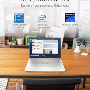HP 14″ Laptop for Business, Intel Quad-Core N4120, 16GB RAM + 384GB (128GB eMMC+256GB MSD), Long Battery Life, Wi-Fi, HDMI, Office Pro Lifetime License & Wind 11 Pro,w/Jawfoal Accessories, Rose Gold
