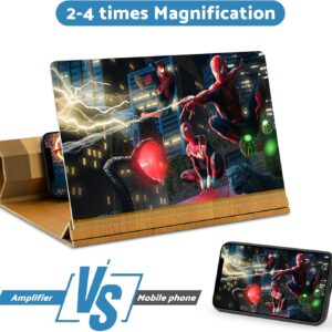 Syscicry 16‘’ Screen Magnifier for Smartphone, Mobile Phone 3D Magnifier Screen Expanders for Movies and Gaming Foldable Phone Stand with Screen Amplifier B1 Beige