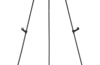Amazon Basics Easel Display Stand, Instant Floor Poster, Lightweight, Collapsible and Portable with Tripod Base, Black Steel (supports 5 pounds)