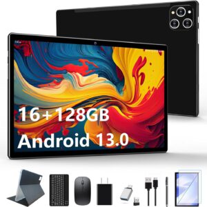 Tablet 10.1 Inch Android 13 Tablets 2024 Latest Android Tablet 128GB ROM+16GB RAM (8+8 Virtual), 2 in 1 Tablet with Keyboard, Powerful Octa-Core+13MP Camera, 1TB TF Expandable, FHD WiFi Tablet PC