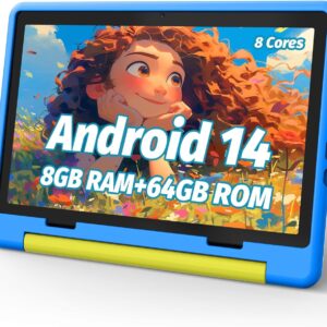 Kids Tablet, Android 14 Tablet for Kids 10 inch, Toddler Tablet Octa-Core 64GB 1TB TF Card Expandable,Children’s Tablet with Case, WiFi Tablet Parental Control, Dual Camera, Great Gift for Kids