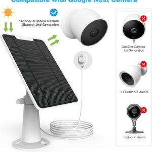 Solar Panel for Security Camera Compatible with Google Nest Camera Outdoor & Indoor (Battery Version), 6W Solar Panels IP65 Weatherproof, Wall Mount with Upgraded Professional Anti-Theft Rope