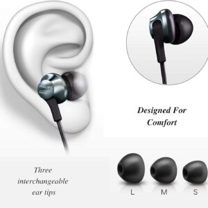 PHILIPS Pro Wired Earbud & In-Ear Headphones with Microphone, Ear Phones, In-Ear Headphones with Mic, Powerful Bass, Lightweight, Hi-Res Audio, 3.5mm Jack for Phones and Laptops Comfort