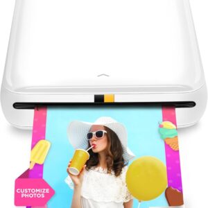 KODAK Step Instant Smartphone Photo Printer – 75 Sheets Bundle – Portable Mini Color Wireless Mobile Printer – Zink 2×3” Sticky-Back Photos – Bluetooth Compatible with Smart Devices – Fun App -White