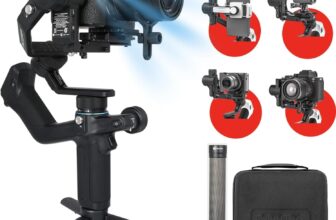 FeiyuTech SCORP Mini 2 Kit Gimbal Stabilizer for Camera, Built-in AI Tracker,Fill Light,Bag,Extension Rod, Native Vertical Shooting, All in 1 Gimbal for Sony/Canon/Nikon/Panasonic/Action Camera/Phone