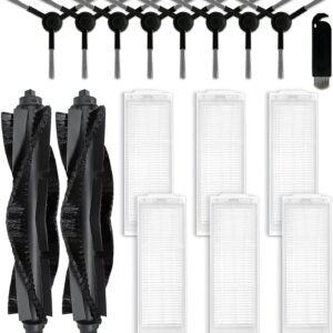 Replacement Parts Compatible with WYZE Robot Vacuum Cleaner WVCR200S Accessories, 2 Main Brushes, 6 Hepa Filters, 8 Side Brushes Attachment Spare Pack