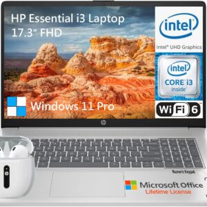 HP 17 Inch Laptop Computer, 17.3 IPS FHD Business Laptop PC, Intel 8-Core i3, 32GB RAM, 1TB SSD, Windows 11 Pro Laptop, Lifetime Office, Full-Size Keyboard, Camera, Fingerprint Reader, USB-C, HDMI