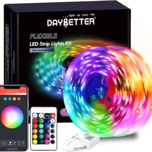 DAYBETTER Smart WiFi Led Lights 100ft, Tuya App Controlled Led Strip Lights, Work with Alexa and Google Assistant, Timer Schedule, Color Changing Led Lights for Bedroom Party Kitchen