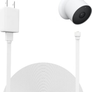 UYODM 32.8ft/10m Power Cord Cable Compatible with Google Nest Cam Outdoor or Indoor, Battery(2nd Generation) -Weatherproof Charging Cable with Adapter Power Your Nest Cam (Battery) Continuously-White