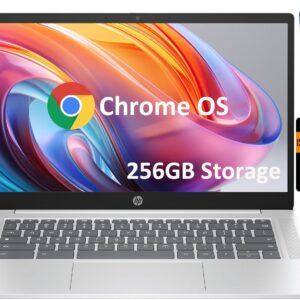 HP Chromebook 14 Business & Students Laptop (Intel 4-Core Pentium N6000, 4GB RAM, 256GB Storage (128GB UFS+128GB SD Card), 14″ Anti-Glare) 12-Hr Long Battery Life, IST HUB, Webcam, Wi-Fi 6, Chrome OS