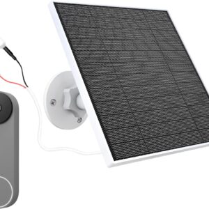 Solar Panel for Google Nest Doorbell, 5W Solar Panel Compatible with Google Nest Doorbell (Battery), Nest Doorbell Solar Panel with U Shape Port, 9.8ft Charging Cable, Adjustable Mount