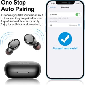 kurdene Bluetooth Wireless Earbuds, S8 Deep Bass Sound 38H Playtime IPX8 Waterproof Earphones Call Clear with Microphone in-Ear Bluetooth Headphones Comfortable for iPhone, Android