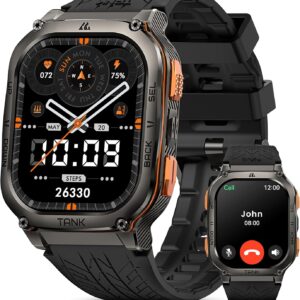 KOSPET Tank M3 Ultra Smart Watch with GPS, 50M Waterproof, Compass, Altitude, Air Pressure, 480mAh Extra Large Battery, Full Stainless Steel, Bluetooth Call, 1.96” AMOLED Always-on Display, AI Voice