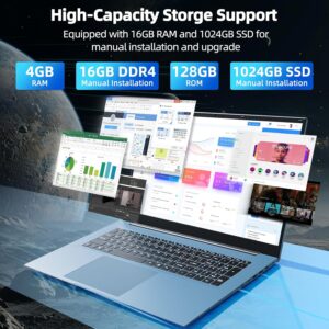 Laptop, 18.5 Inch Laptops for Student with 20GB RAM 128GB EMMC+1024GB SSD Laptop, Celeron N5095 Quad-Core, 1 Year Office 365, Windows 11 Laptop, Type-C HDMI, 8000mAh, WiFi 6, USB3.2(Gray)