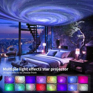 ENOKIK Galaxy Projector, Star Aurora Projector Built-in Bluetooth Speaker, Night Light for Kids Adults, White Noise Light for Home Decor/Relaxation/Party/Music/Gift (Black)