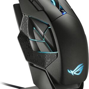 ASUS ROG Spatha X Wireless Gaming Mouse (Magnetic Charging Stand, 12 Programmable Buttons, 19,000 DPI, Push-fit Hot Swap Switch Sockets, ROG Micro Switches&Paracord and Aura RGB lighting),Black