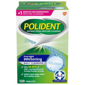 Polident Overnight Whitening Denture Cleanser Tablets – 120 Count