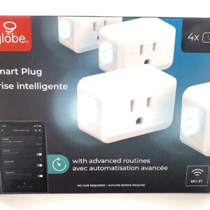 Globe Electric Wi-Fi Smart Plug, No Hub Required, Voice Activated, 4 Grounded Outlet, (4-Pack, 15A) 50207, White