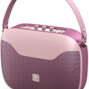 DOSS SoundBox H100 Bluetooth Speaker with 50W Immersive Sound, 24H Playtime, Wireless Stereo Pairing, Power Bank, Treble & Bass Adjustment, Portable Flexible Handle for Party, Home-Pink