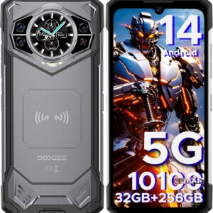DOOGEE S200 5G Rugged Smartphone with 6.72” FHD+1.32″ Dual Screen,10100mAh/33W Rugged Phone Unlocked,32 GB+256 GB Cell Phone, Android 14,100 MP Camera/Fingerprint ID/Face Unlock/NFC/GPS