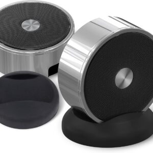 Bluetooth Speaker Set: Wireless Stereo Dual Pairing Portable Twin TWS System With Big Rich Bass Hi-Fi Multi-Room Indoor Outdoor Use Home Deck Pool Work Travel Party Camping Gift Decor Idea (Chrome)